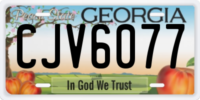 GA license plate CJV6077