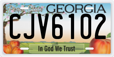 GA license plate CJV6102