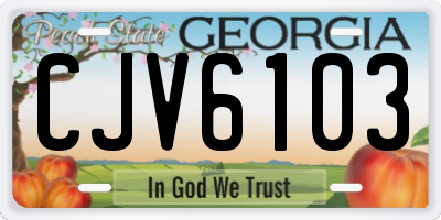 GA license plate CJV6103