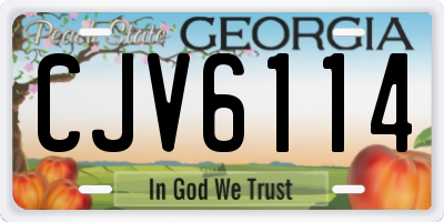 GA license plate CJV6114