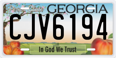 GA license plate CJV6194