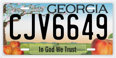GA license plate CJV6649
