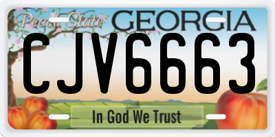 GA license plate CJV6663