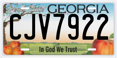 GA license plate CJV7922