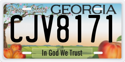 GA license plate CJV8171