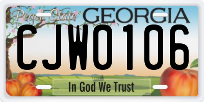 GA license plate CJW0106