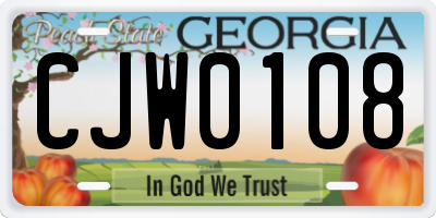 GA license plate CJW0108