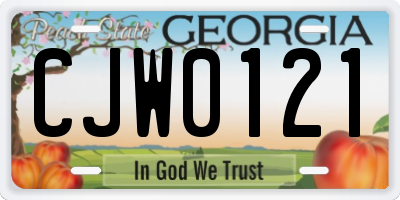 GA license plate CJW0121