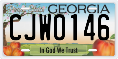 GA license plate CJW0146