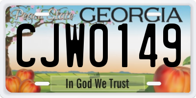 GA license plate CJW0149