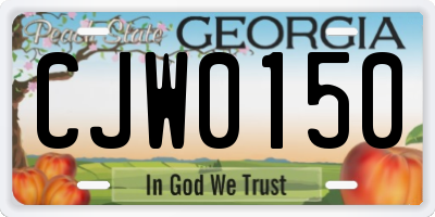 GA license plate CJW0150