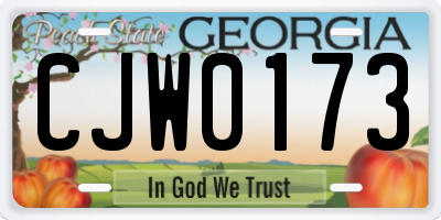 GA license plate CJW0173