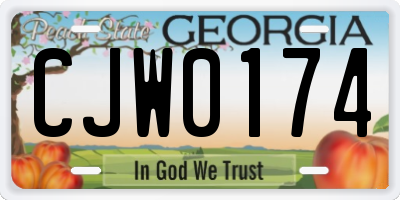 GA license plate CJW0174