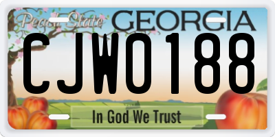 GA license plate CJW0188