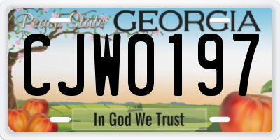 GA license plate CJW0197