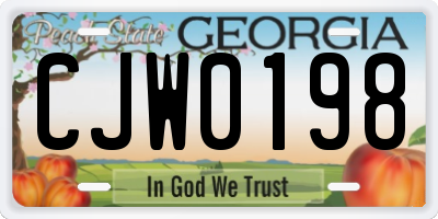 GA license plate CJW0198