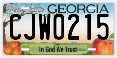 GA license plate CJW0215