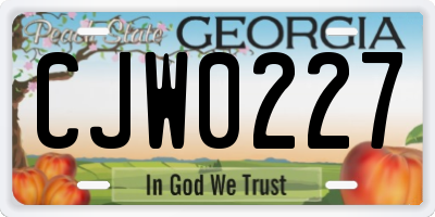 GA license plate CJW0227