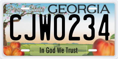 GA license plate CJW0234