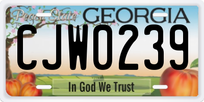 GA license plate CJW0239