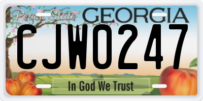 GA license plate CJW0247