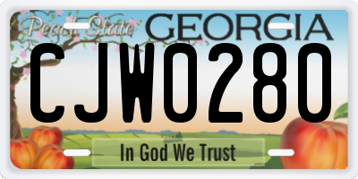 GA license plate CJW0280