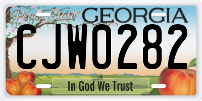 GA license plate CJW0282