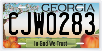 GA license plate CJW0283