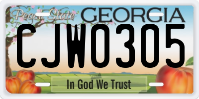 GA license plate CJW0305