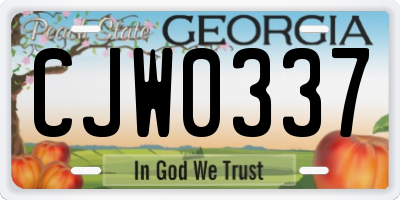 GA license plate CJW0337