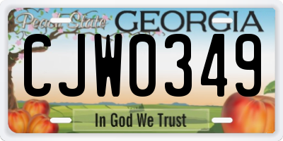 GA license plate CJW0349