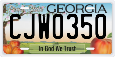 GA license plate CJW0350