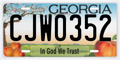 GA license plate CJW0352