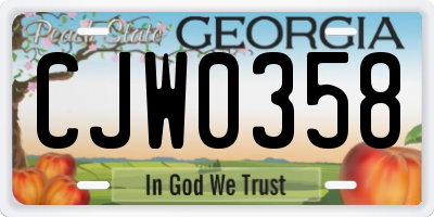 GA license plate CJW0358