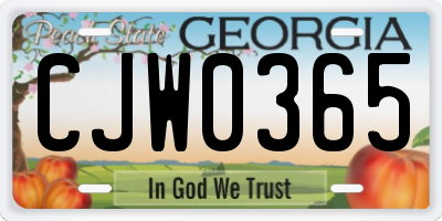 GA license plate CJW0365