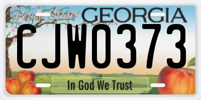 GA license plate CJW0373