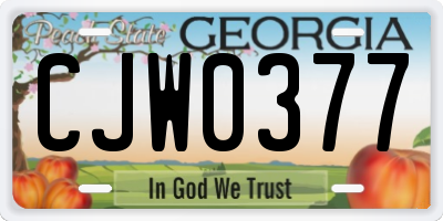 GA license plate CJW0377