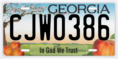 GA license plate CJW0386