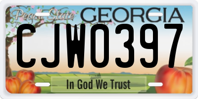 GA license plate CJW0397