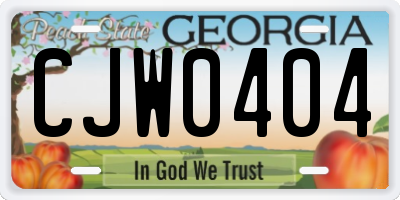 GA license plate CJW0404