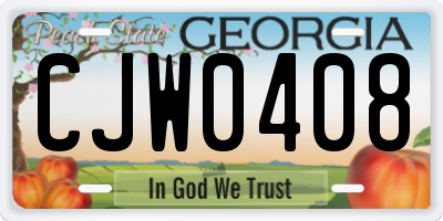 GA license plate CJW0408