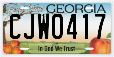 GA license plate CJW0417