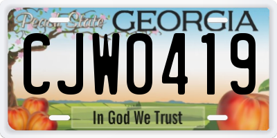 GA license plate CJW0419