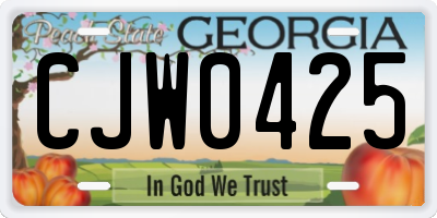 GA license plate CJW0425