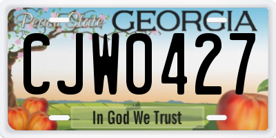GA license plate CJW0427
