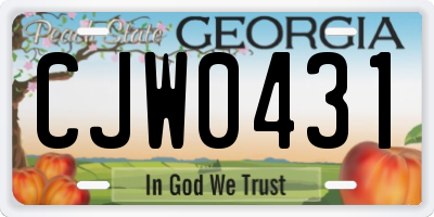 GA license plate CJW0431
