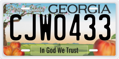 GA license plate CJW0433