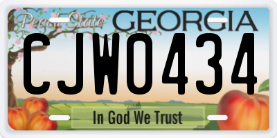 GA license plate CJW0434