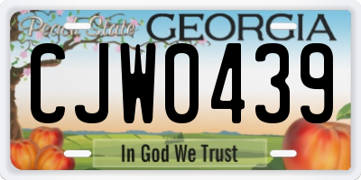 GA license plate CJW0439