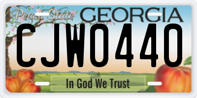 GA license plate CJW0440